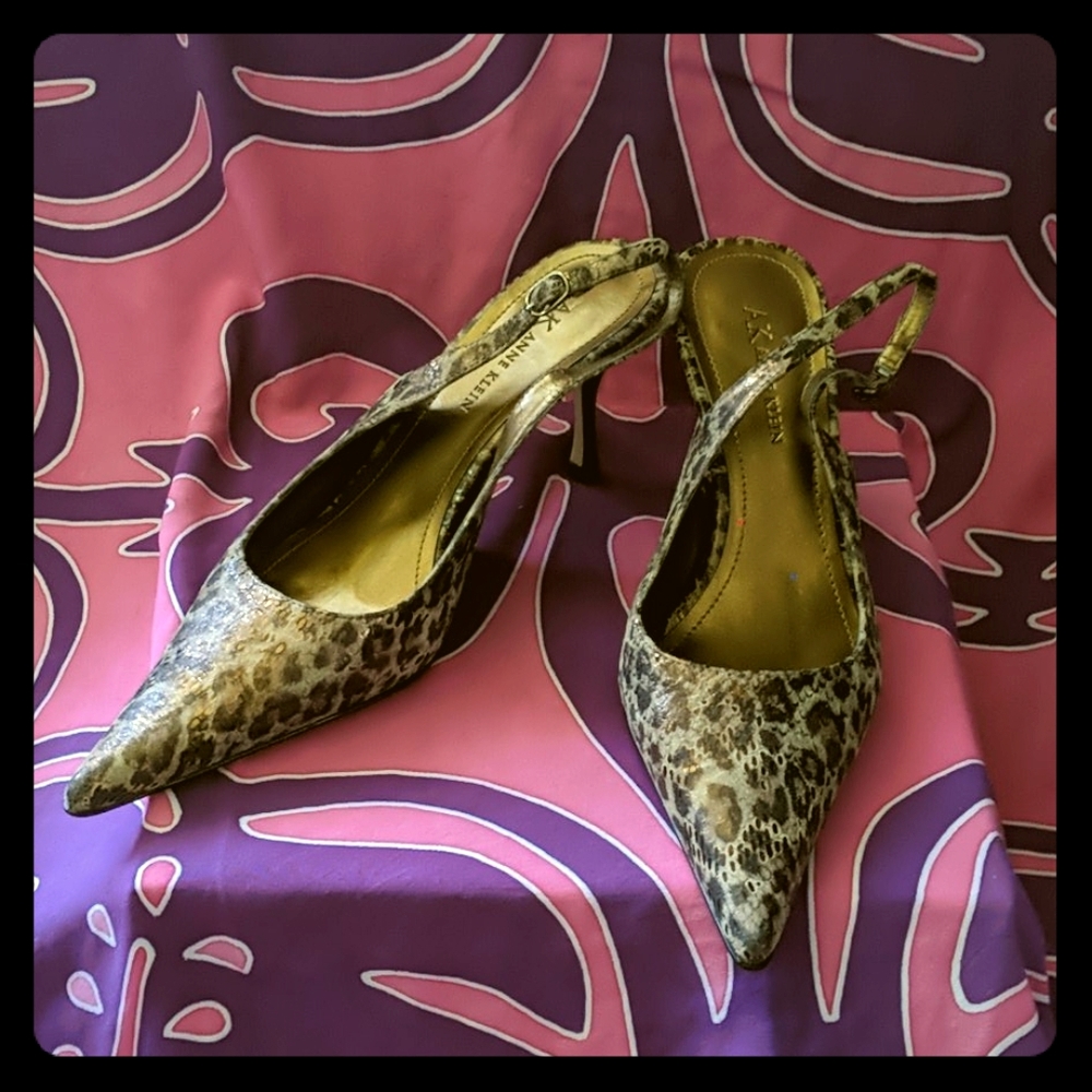 FINAL! Leather Leopard Print 3" Anne Klein Heels